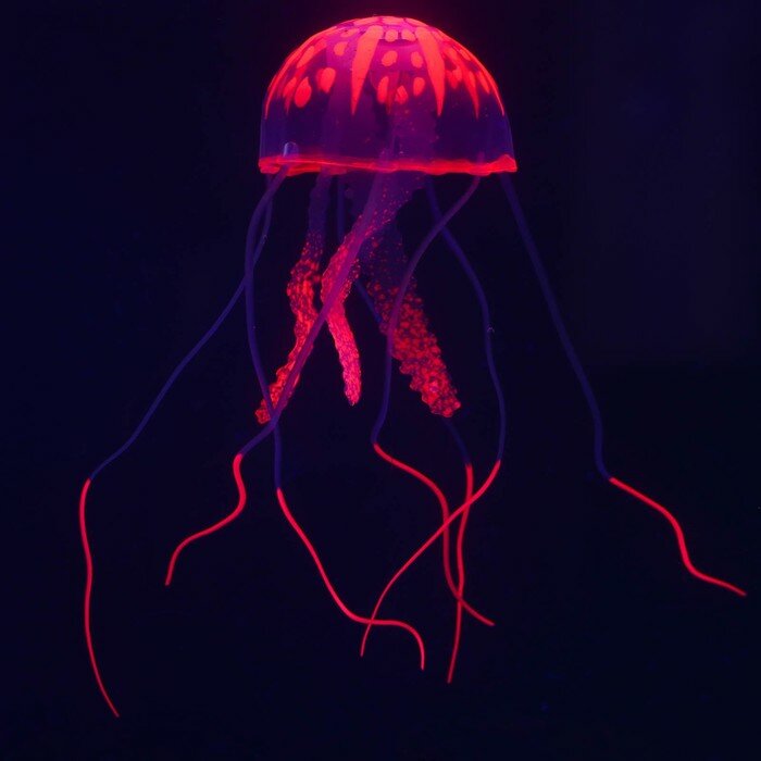 Декор для аквариума "Медуза" силиконовая, с неоновым эффектом, 5 х 5 х 15 см, розовая - фотография № 2