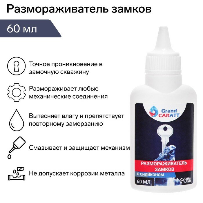 Размораживатель замков Grand Caratt с силиконом тюбик 60 мл