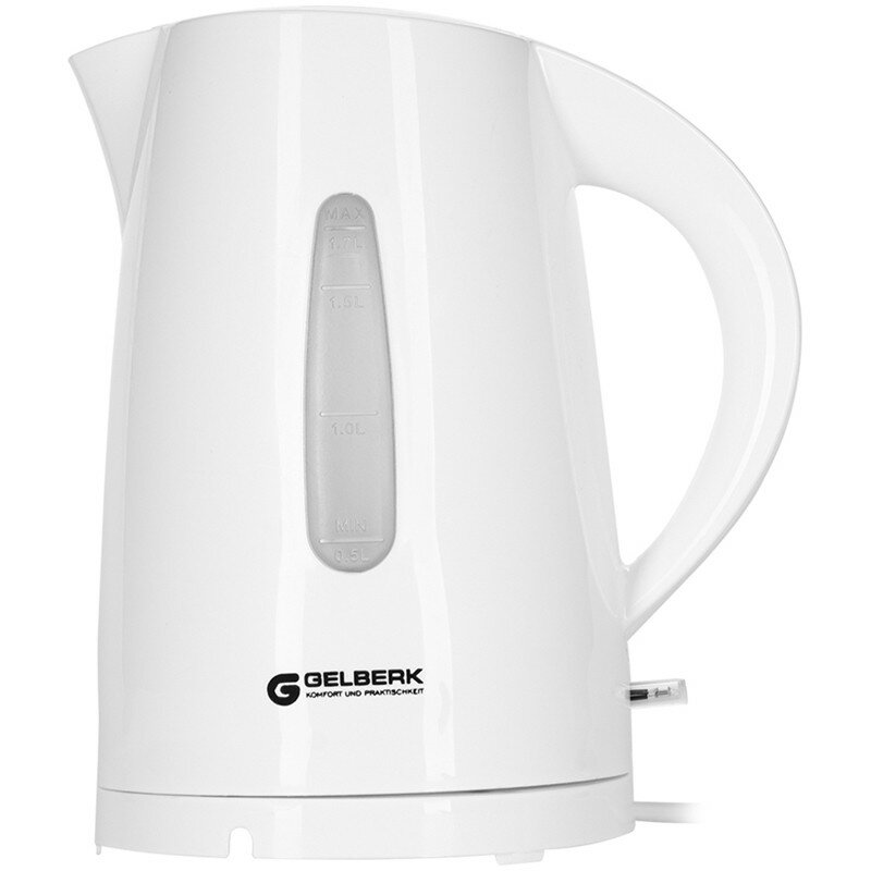 Чайник электрический Gelberk GL-460, 1,7л, 1850Вт, пластик, белый, 311331 - фотография № 1