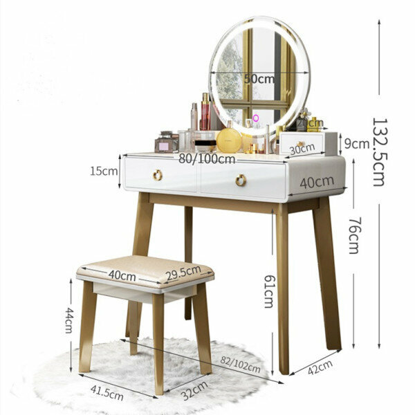 Туалетный столик с зеркалом модный, стол и табуретка SmartBird OMI 400 - фотография № 6