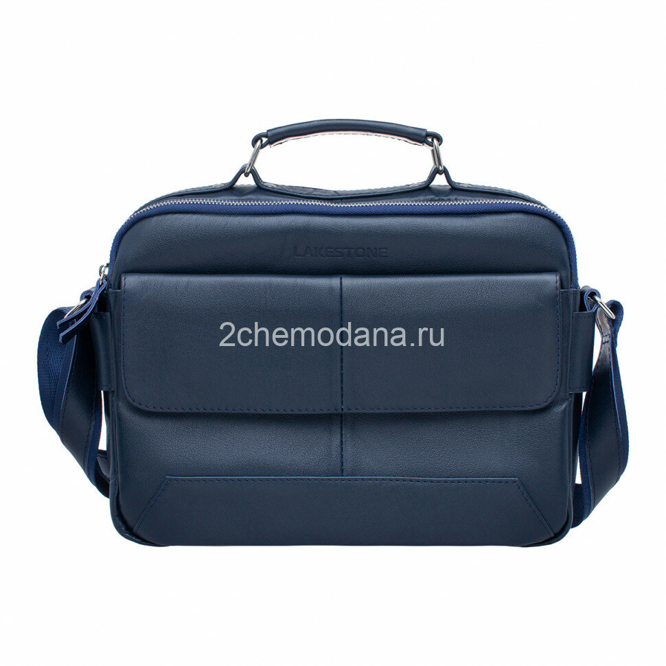 Мужская кожаная сумка мессенджер Lakestone Button Dark Blue 956019/DB