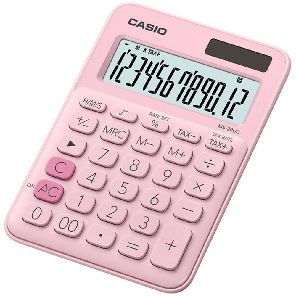 Калькулятор Casio MS-20UC-PK-S-UC розовый 12-разр.