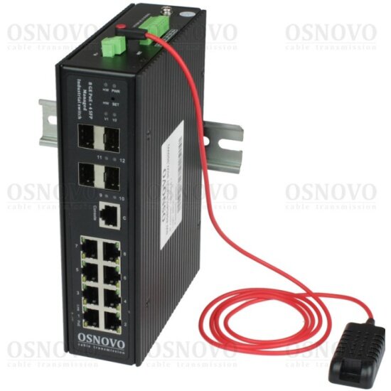 Промышленный управляемый (L2+) HiPoE коммутатор Osnovo SW-80804/ILS(port 90W,300W)