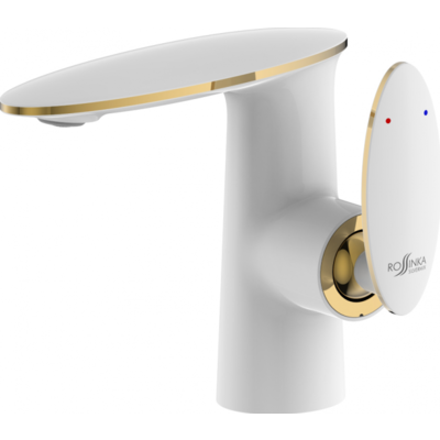 Смеситель для раковины Rossinka Rs30-11w белый/золото .