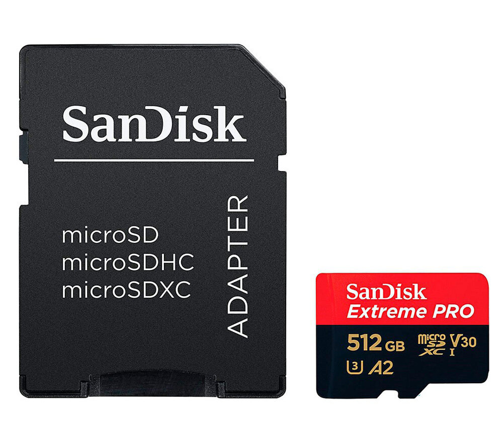 Карта памяти SanDisk MicroSDXC 512GB Extreme Pro 170MB/s UHS-I A2 V30 + SD-адаптер