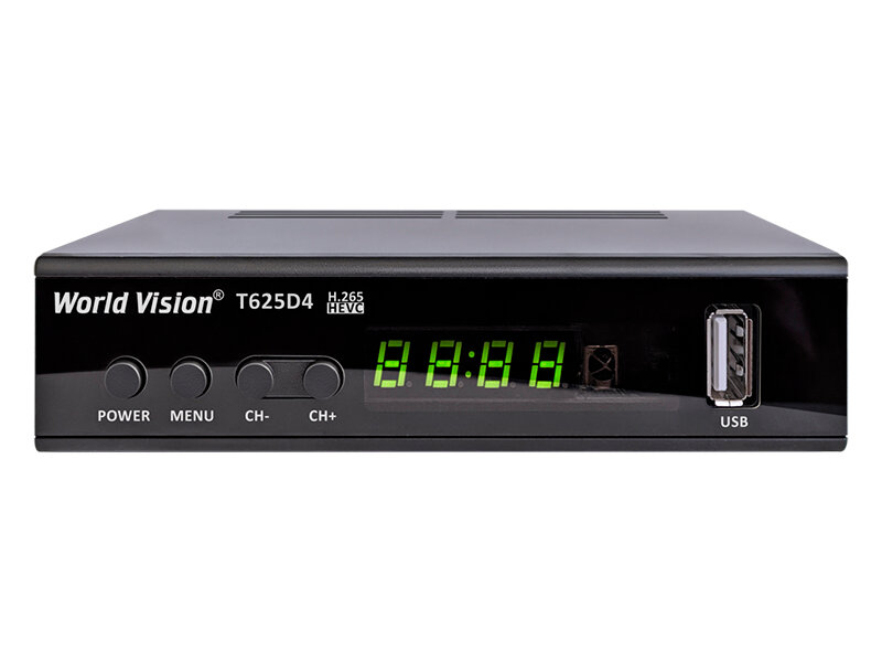 Цифровой телевизионный приемник World Vision T625D4 (T2+C металл дисплей кнопки встроенный БП IPTV Dolby)