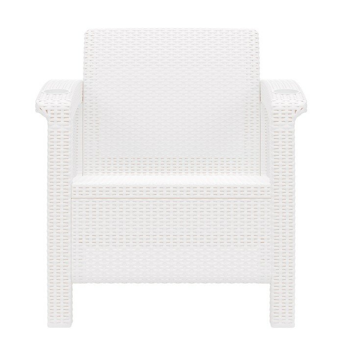 Кресло "Ротанг", с подстаканниками, 73х70х79 см, цвет белый 3569620 - фотография № 2