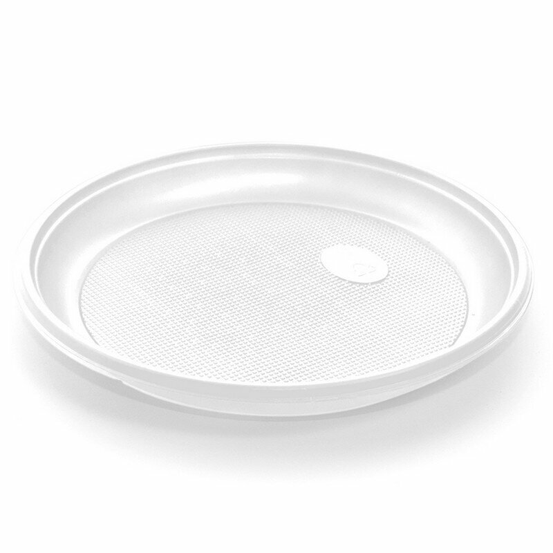 Тарелка одноразовая пластиковая белая диаметр 165 мм 100 штук в упаковке, 320833 - фотография № 2