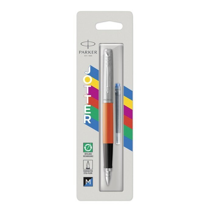 Ручка перьевая Parker JOTTER ORIGINALS ORANGE1.0мм,+ 2 стержня (син и черн) блистер 2096881