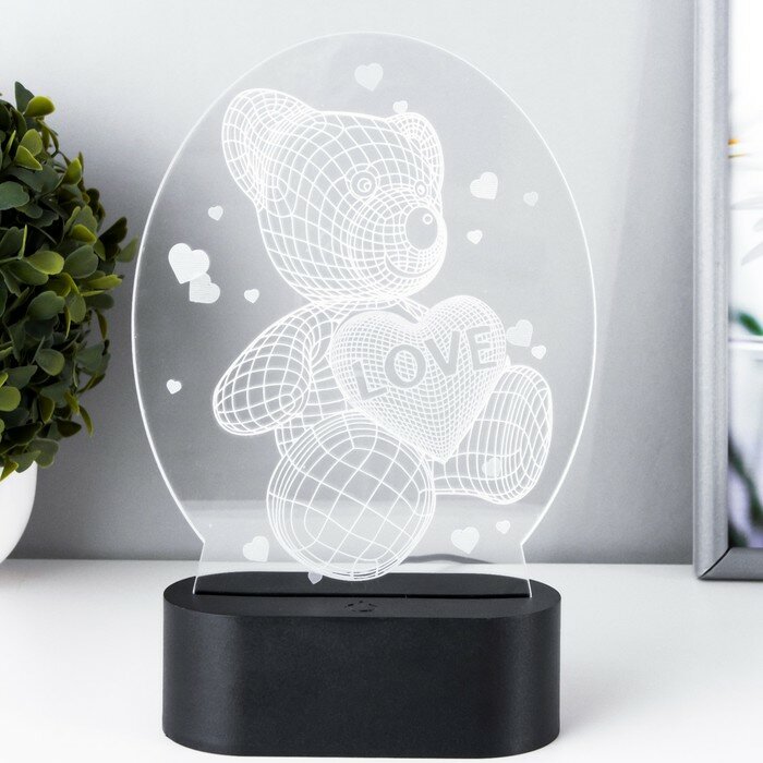 3D светильники RISALUX Светильник сенсорный "Мишка с сердцем" LED USB (90см) от батареек 3xАА черный 13,5х5,5х21 см 76522 - фотография № 2