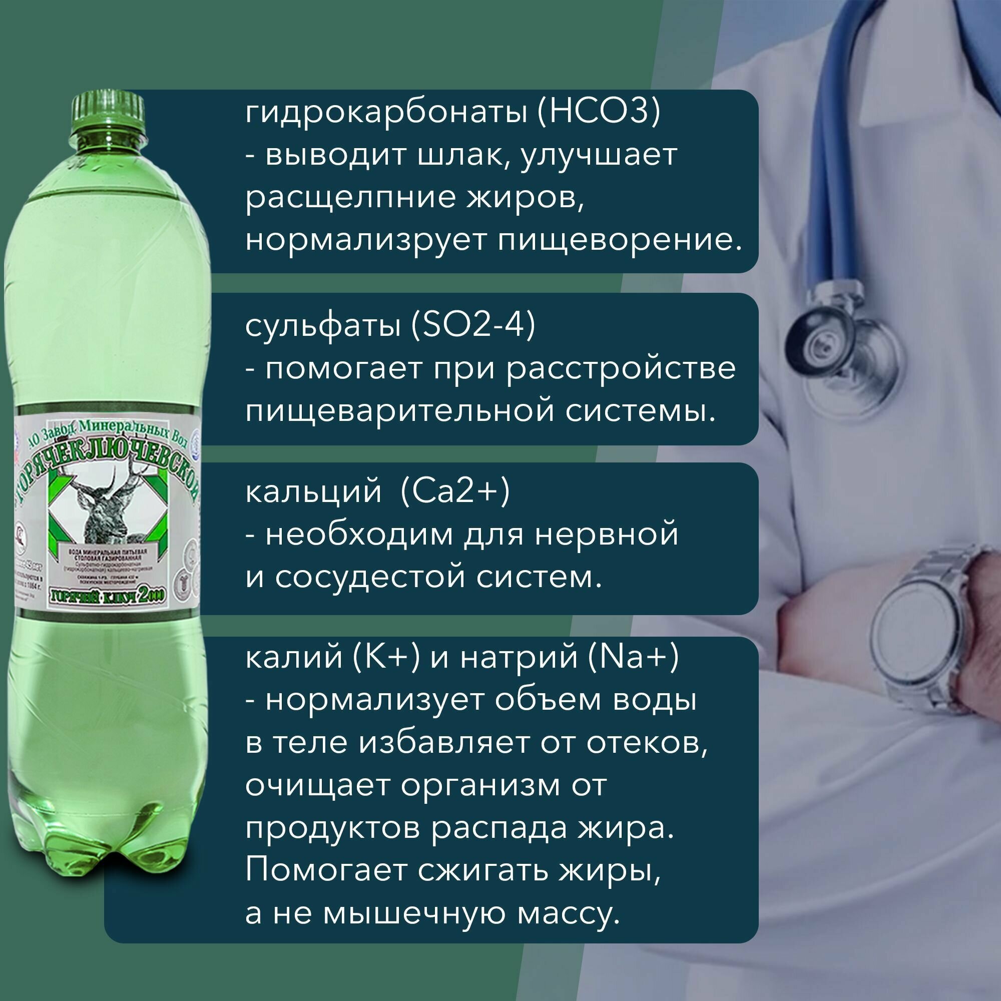 Вода Горячий Ключ 2000. Объем 1л*6. Вода минеральная газированная природная целебная лечебная, выводит токсины, для детей - фотография № 7