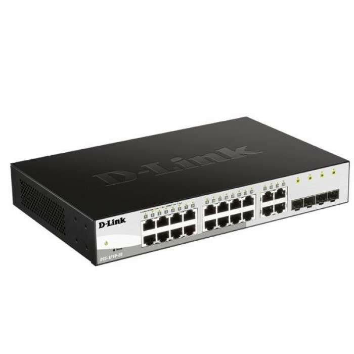 Коммутатор D-Link DGS-1210-20/FL1A, L2 Managed Switch with 16 10/100/1000Base-T ports and 4 100/1000Base-T/SFP combo-ports.8K Mac address, 802.3x Flow Control, 256 of 802.1Q VLAN, VID range 1-4094, 802.1p Prior