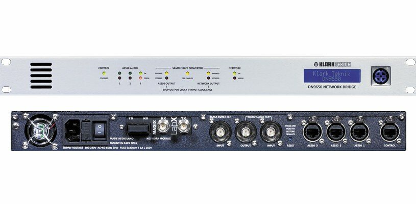 KLARK TEKNIK DN9650 сетевой мост DANTE, MADI или USB-audio (опции) в 3 x AES50 с SRC