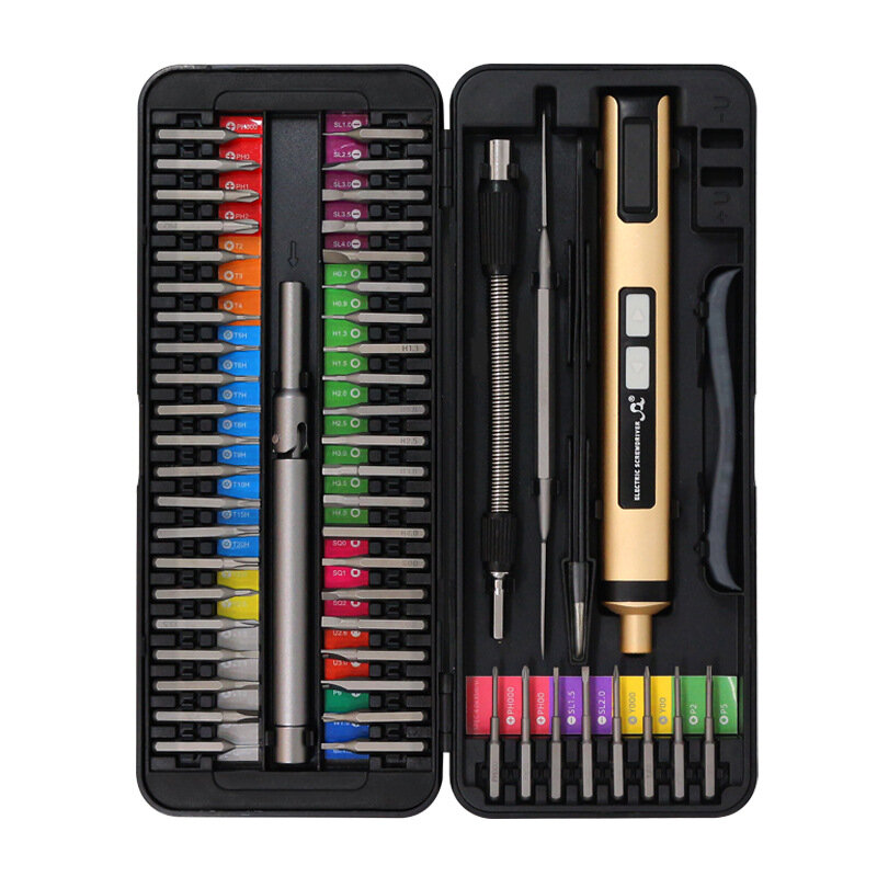 фото Универсальный мини-набор прецизионных электрических отверток, многофункциональная перезаряжаемая отвертка с лампой LDE, генерация вибрато