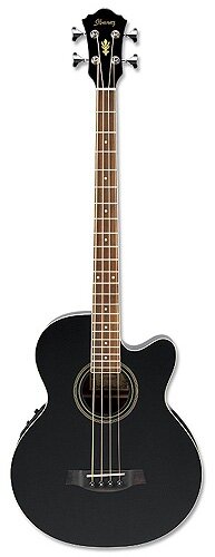 IBANEZ AEB8E BLACK электроакустическая бас-гитара цвет черный нижняя дека и обечайка махогани верхняя дека ель гриф махагони накладка палисандр