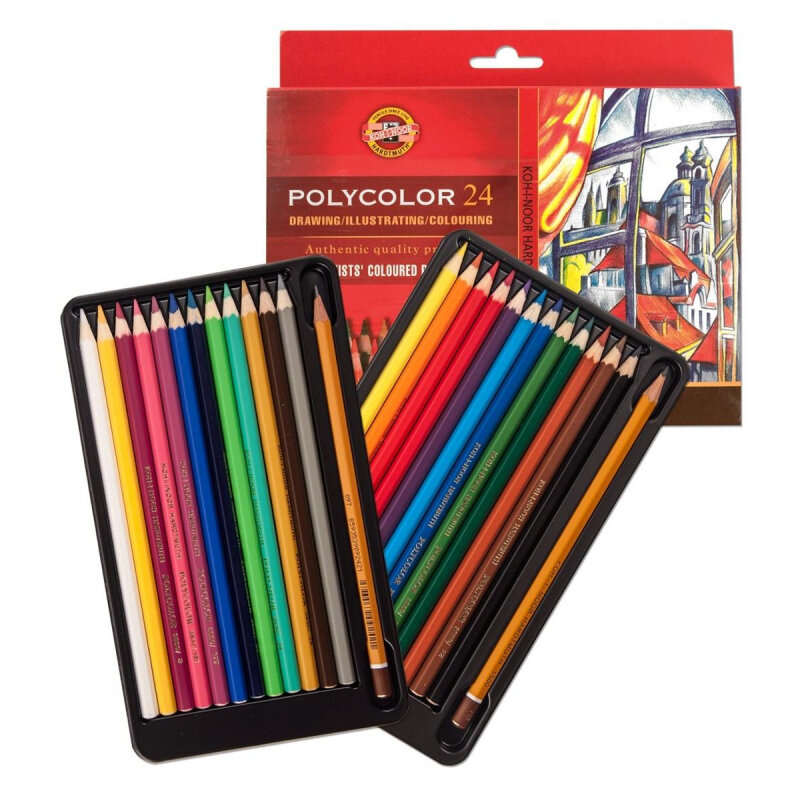 Карандаши цветные Koh-I-Noor Polycolor художественные 24 цвета шестигранные с точилкой