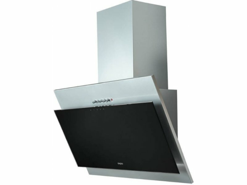 Вытяжка каминная AKPO WK-4 Juno Eco 60 Black/Grey (740 м³/ч / 115 Вт / LED освещение 2x2 Вт / ширина - 60 см / чёрное стекло + нерж. сталь)