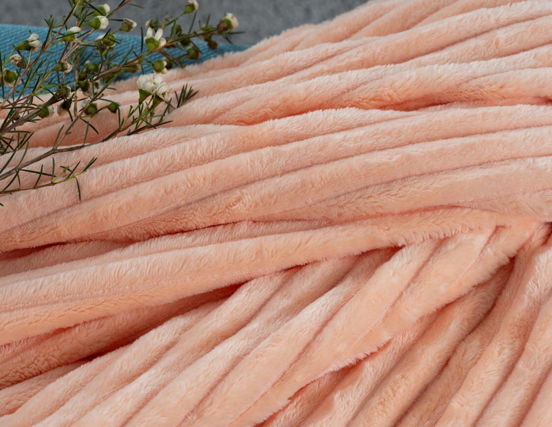 Велсофт ЗефирТекс Плед Vanilla cream, полосы, розовый (180х200 см,) - фотография № 2