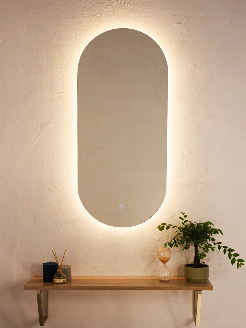 Зеркало с подсветкой капсульной овальной формы для ванной комнаты Alfa Mirrors 4000K - фотография № 4