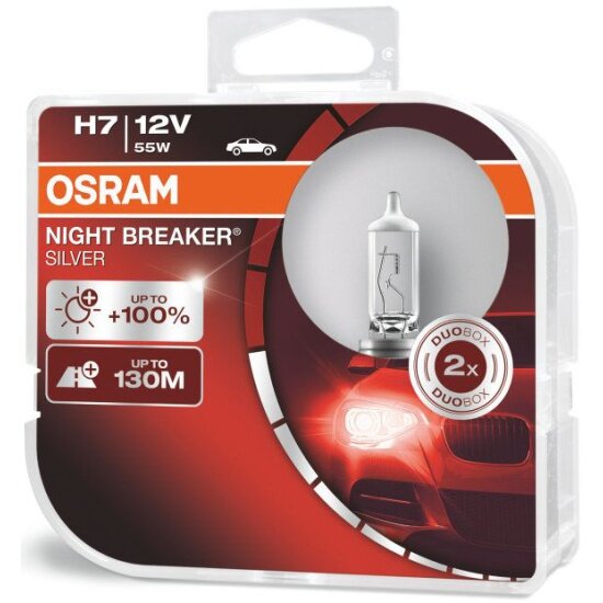   OSRAM H7 55W PX26d+100% Night Breaker Silver, 2, 12V, 64210NBS2