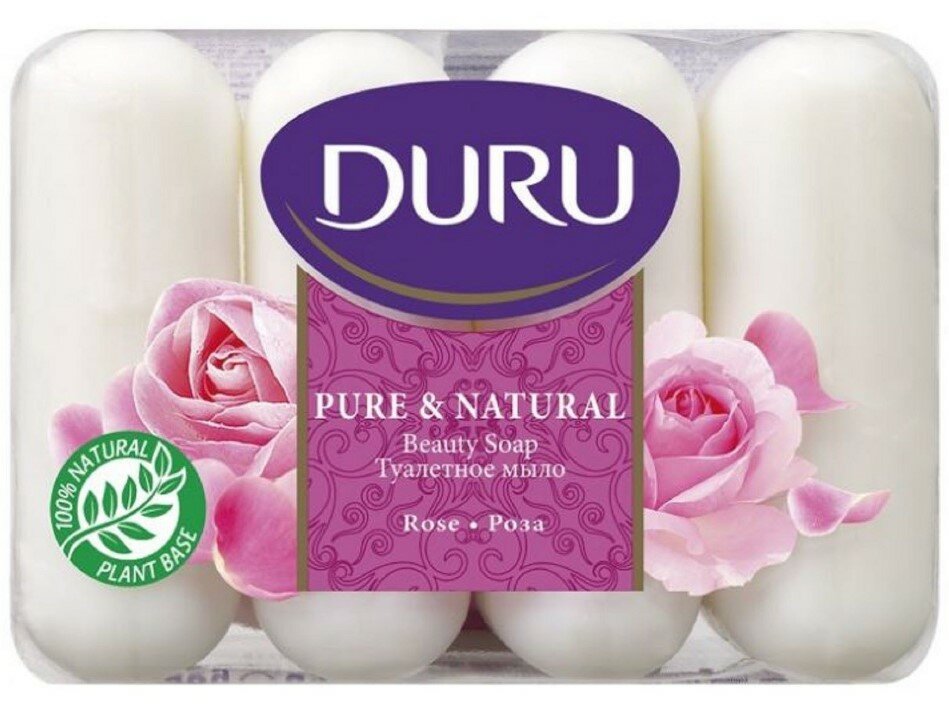 Duru Мыло туалетное Pure & Natural Наслаждение Роза 85 гр 4шт