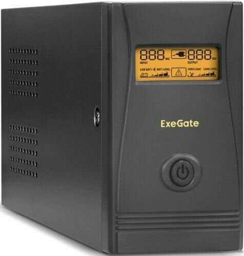 Источник бесперебойного питания Exegate Power Smart ULB-650.LCD.AVR.EURO.RJ.USB 650VA/360W, LCD, AVR, 2*Schuko, RJ45/11, USB, металлический корпус, bl