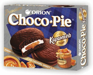 Печенье ORION "Choco Pie Dark Caramel" темный шоколад, карамельное, 360 г (12 штук х 30 г), О0000013514