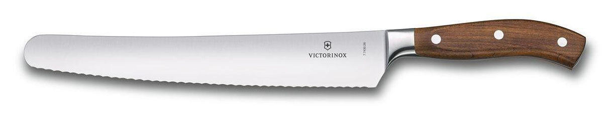 Нож кухонный Victorinox Grand Maitre (7.7430.26G) кованый универсальный для хлеба лезвие 260мм серрейторная заточка коричневый