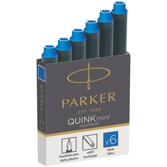 Картридж PARKER Cartridge Quink Mini для перьевых ручек, синие чернила, 6 шт