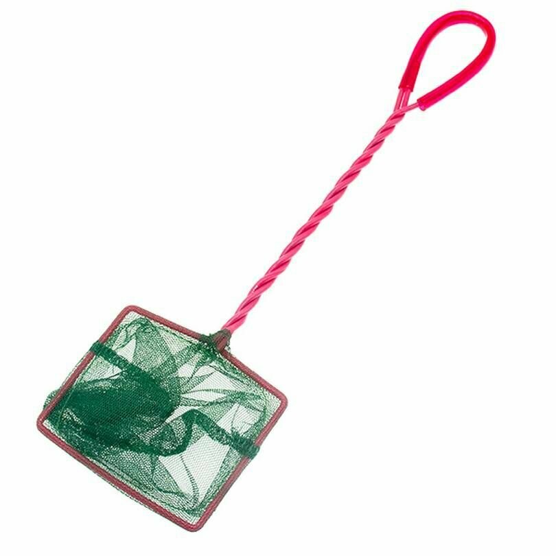 фото Сачок для аквариума, Тритон, зеленый с красной ручкой, 10 см, 1 шт.