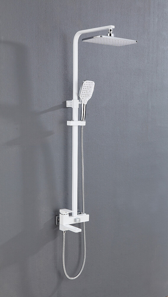 фото Многофункциональная душевая система ViEiR, квадратная, 393562F Белый + Хром