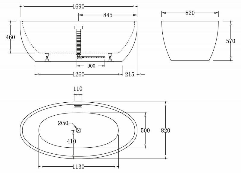 Акриловая ванна BelBagno BB69-1700-W0, 1700x820x600, без перелива - фотография № 2