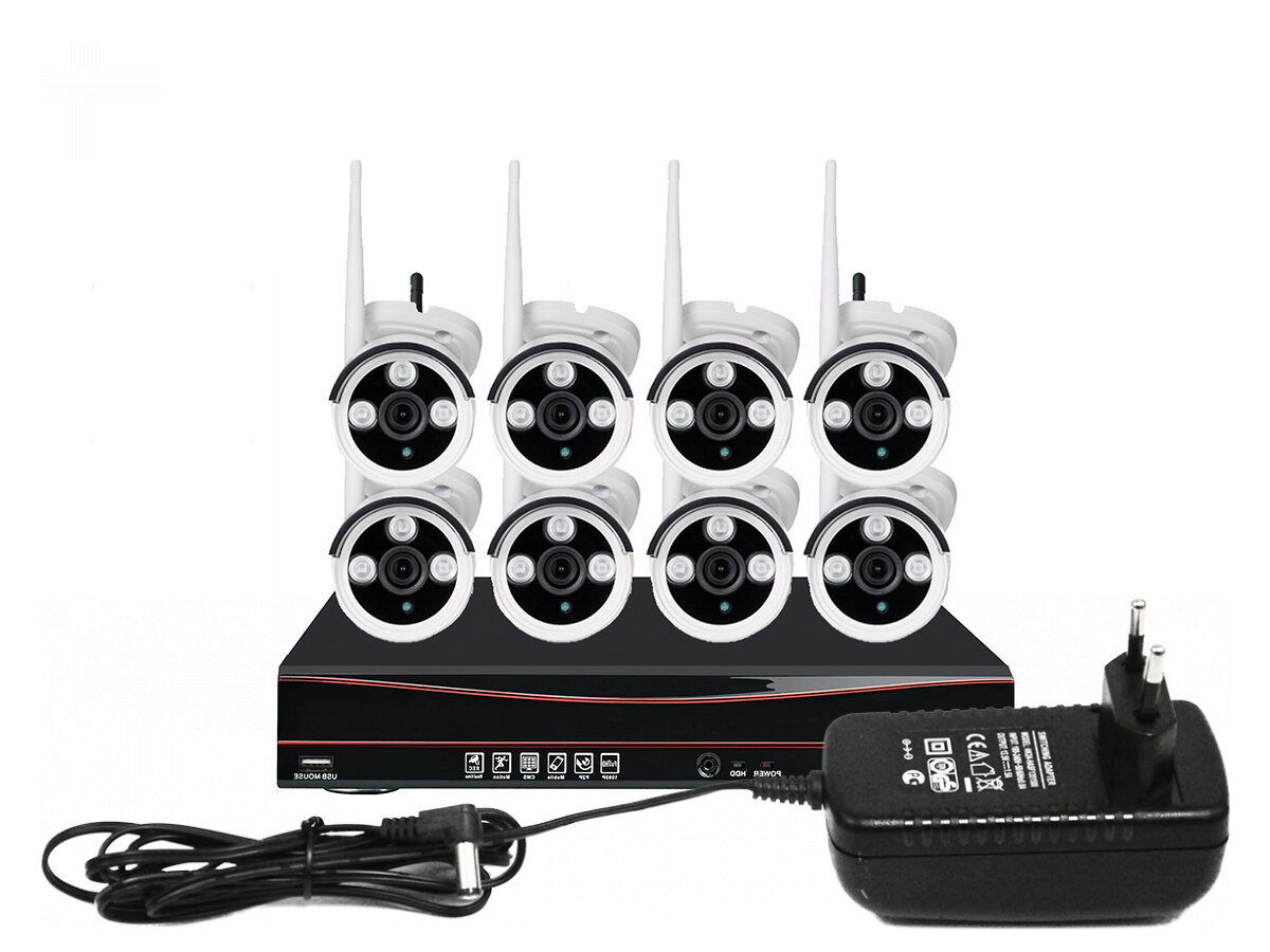 Комплект беспроводного видеонаблюдения для улицы с репитером на 8 камер - Окта Вижион Стрит - 2.0R (Люкс) (N6658EU) (дальность до 300м, 1920х1080)