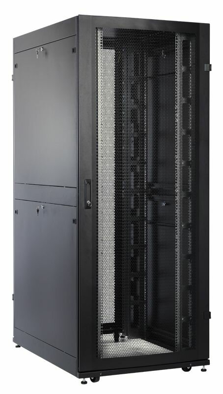 ЦМО Шкаф серверный ПРОФ напольный 48U (800x1000) дверь перфор., задние двойные перфор., черный, в сборе (ШТК-СП-48.8.