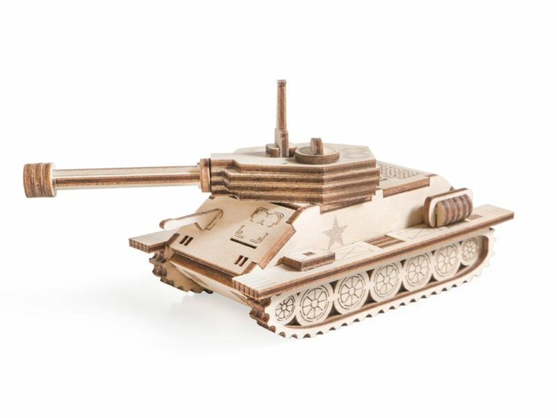 фото Деревянный конструктор Lemmo Танчик Т-34, 33 детали