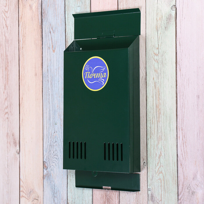 Ящик почтовый без замка (с петлёй), вертикальный, зелёный - фотография № 3