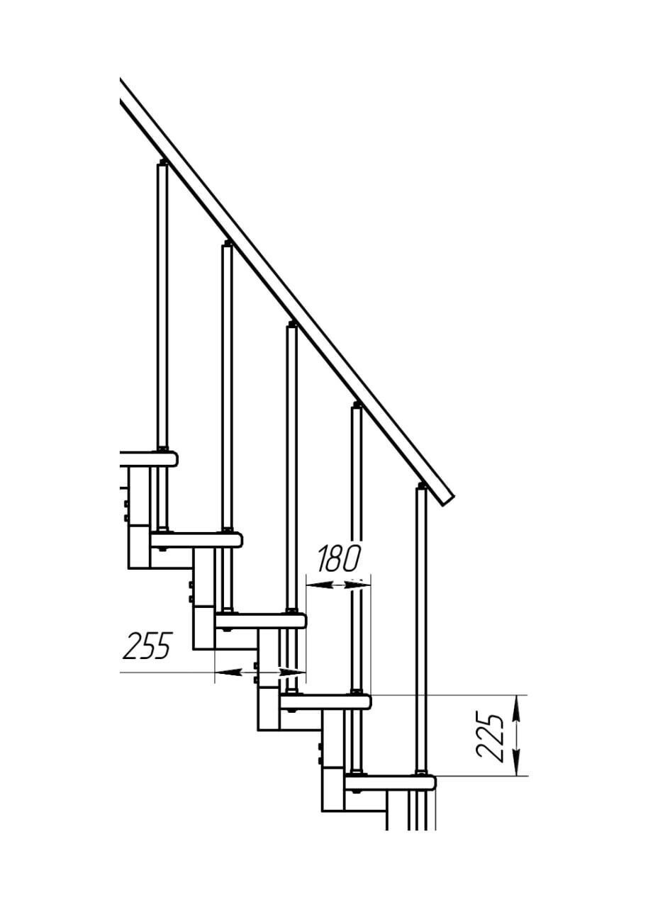 Модульная малогабаритная лестница Линия (h 2250-2475, Серый, Сосна, Нержавеющая сталь) - фотография № 2