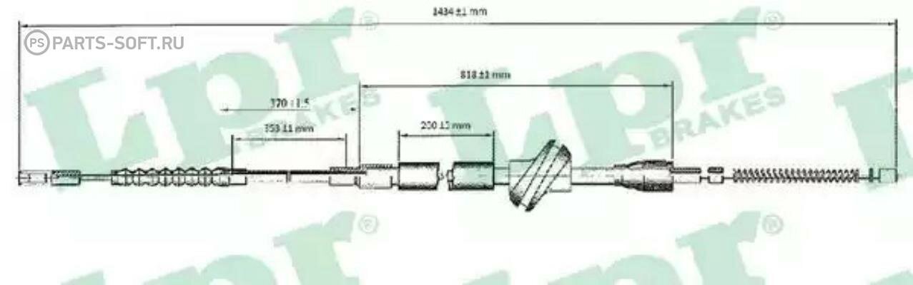 LPR C0032B Трос ручного тормоза AUDI 100 90-94 задний (барабан.торм.)