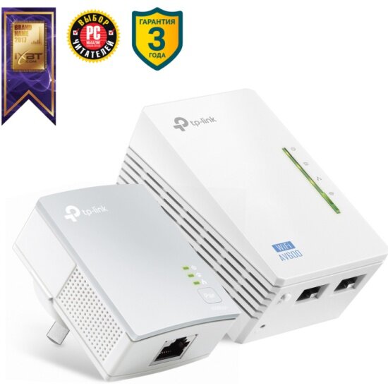 Комплект адаптеров TP-LINK TL-WPA4220KIT Wireless Powerline 802.11n/300 Mbps