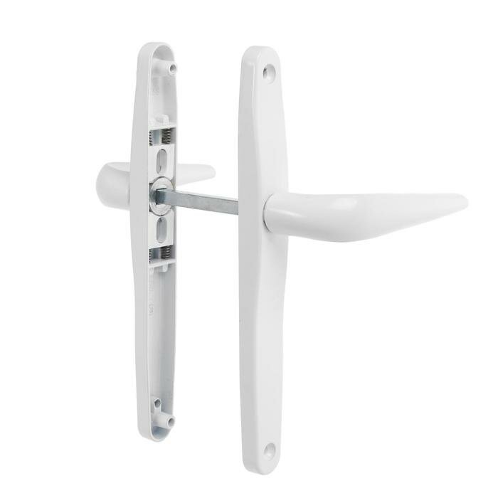 фото Гарнитур нажимной с пружиной 85/25 белый ручка 03 RAL9016 без отверстия под цилиндр