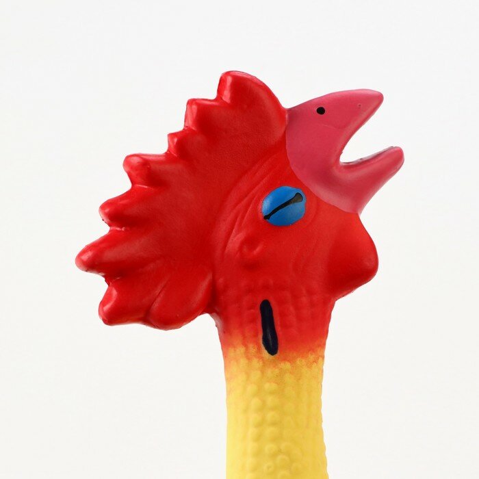 Пижон Игрушка пищащая для собак из латекса "Петух", 41 см, светло-жёлтая/красная - фотография № 4