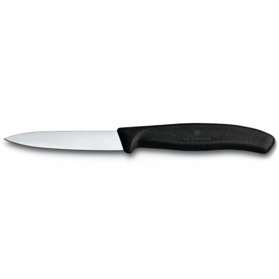 Нож кухонный VICTORINOX для овощей SwissClassic, 8 см, с заострённым кончиком, чёрный