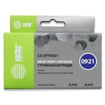Cactus EPT0921 Картридж для Stylus C91 CX4300 TX106 TX117, черный 8мл