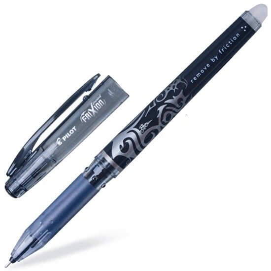 Ручка гелевая PILOT BL-FRP5 Frixion Рoint + ластик, резин.манжет, толщина письма 0,25мм, черный