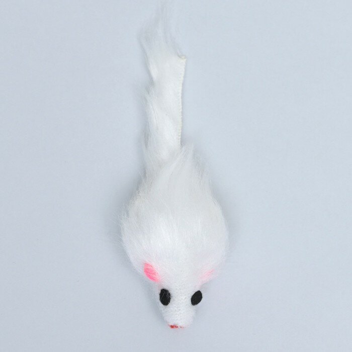 Мышь из искусственного меха, 5 см, белая - фотография № 4