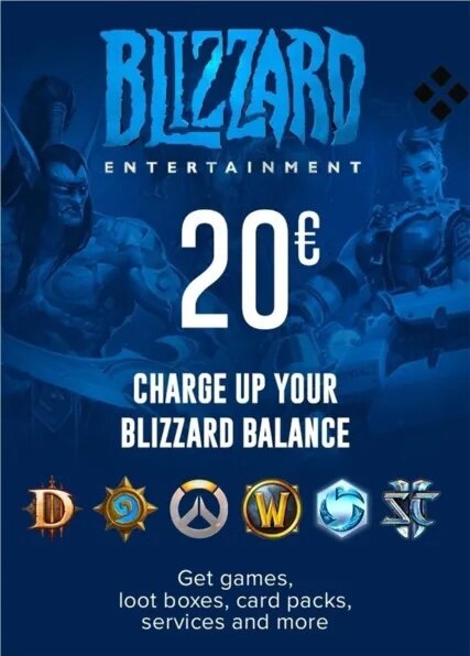 Пополнение счета Blizzard (Battle net) на 20 – 100 EUR (€) / Код активации Евро / Подарочная карта Близзард (Батл нет) / Gift Card (Еврозона)