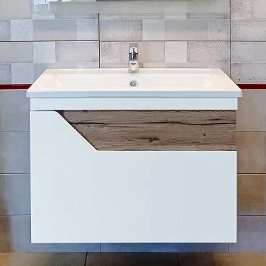 Мебель для ванной Бриклаер Брайтон 70 подвесная, белая матовая, дуб кера - фотография № 2