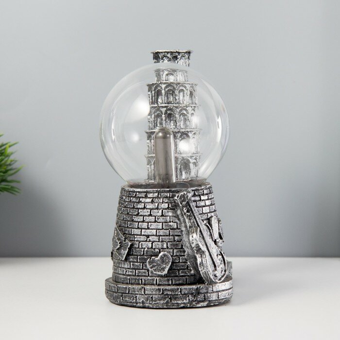 RISALUX Плазменый шар "Пизанская башня" серый 14х10х16 см - фотография № 5