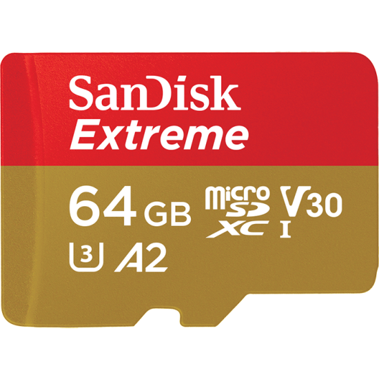 Карта памяти SANDISK micro SDXC 64Gb Extreme UHS-I U3 V30 A2 + ADP (160/60 MB/s)