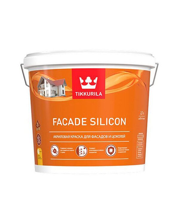 Краска водно-дисперсионная фасадная Tikkurila Facade Silicon белая основа VVA 2,7 л